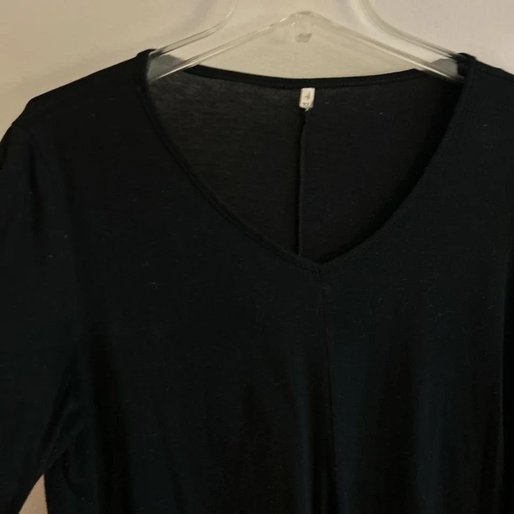 Black midi dress XL asymmetrical hem and long sleeves goth grunge witchy - Picture 5 of 7